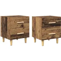 vidaXL - Bedkast - 2 - st - Oudhout - 40 - x - 35 - x - 47.5cm - Bewerkt - hout