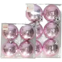 Cosy & Trendy Kerstversiering set circel-motief kerstballen roze 6 - 8 cm - pakket van 20x stuks - Kerstbal