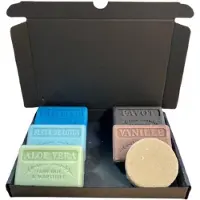 Savon De Marseille zeep set aloë vera, fleur de lotus, fleur de lys, Pavot, Vanille + Shampoo bar