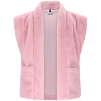 B.NOSY gilet roze Meisjes Imitatiebont Openvallende hals Sterren - maat 110/116