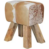 Wohnling Poef geitenleer bruin-wit 40 cm - WL5.109