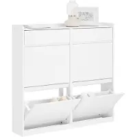 SoBuy Schoenenkast - FSR169-W - Incl. 4 kleppen - 98 x 95 x 19 cm - Wit