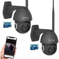 Gologi Superior Outdoorcamera - 2 Stuks - Buiten camera met nachtzicht - Beveiligingscamera met Kabel - Security camera - 3K - Met wifi en app - Met 32 GB SD kaart - Zwart