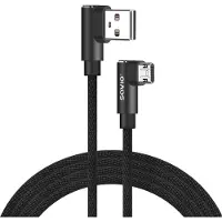 Savio Micro USB Kabel 2.4A Hoek 90° Snel Laden QC Nylon