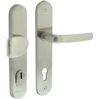Intersteel Voordeurbeslag nikkel mat ovaal greep/kruk PC 92mm met kerntrekbeveiliging