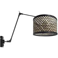 Steinhauer Zwarte wandlamp Prestige Chic 3794ZW met naturel met zwart bamboe kap