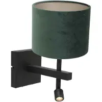 Steinhauer Wandlamp stang met LED spot met groene velours kap
