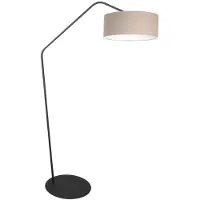 Steinhauer Zwarte vloerlamp Zig-Zag 4245ZW met grijs grof linnen kap – Uniek design en functioneel gebruik