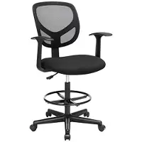 Hoppa! Songmics Bureaustoel, Ergonomische Werkkruk Met Armleuningen, Zithoogte 51,5-71,5 Cm, Hoge Werkstoel Met Verstelbare Voetsteun, Belastbaarheid