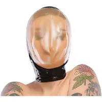 The Latex Collection LateX – Latex Vacuüm Masker Gelijmd met Vergroot Zichtveld en Kleine Ademhalings Gat – Zwart