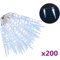 vidaXL Kerstverlichting in de vorm van ijspegels, 200 LED's, koud wit licht, 20 meter, acryl/PVC