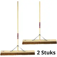 Synx Tools 2x Zaalveger 100cm - Bezem - zachte bezem - broom - kokosbezem - bezemsteel 150cm