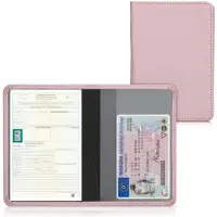 Kwmobile hoes voor kentekenbewijs en rijbewijs - Beschermhoes met pasjeshouder in roségoud - Imitatieleer