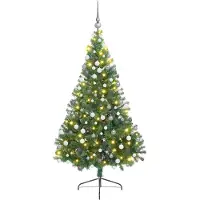 vidaXL Kunststof Voorverlichte Kerstboom met 300 LED Groen 210 cm PVC
