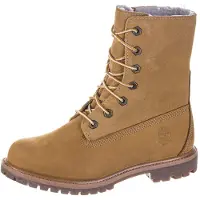 Timberland Dames Authentieke bruine waterdichte leren enkellaarsjes (39 W), Leer, Plat, 1 tot 3 cm, Casual, Geel TB18329R2311
