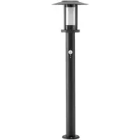 LINDBY Gregory LED tuinpadverlichting, 76cm, sensor, donkergrijs, IP44, zwart, Roestvrij staal, Modern