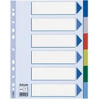 Esselte 6 gekleurde tabbladen, PP, A4 (ref15260) Omdoos van 20 sets