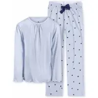 Little label pyjama lichtblauw Meisjes Stretchkatoen Ronde hals Hartjes - maat 110/116