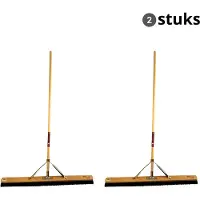 Synx Tools bezem Zaalveger 100cm Paardenhaar - Zachte bezem - Kamerveger - Bezemsteel - Set van 2 - Bezems Binnen - Bezem zacht met Steel 150 cm