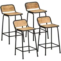 vidaXL Barkruk, 4 stuks, 46x35,5x80 cm, ruw mangohout, massief