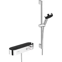 Hansgrohe Pulsify Select S doucheset 105 3jet Activation met handdouche, thermostaat, glijstang 65cm, schuifstuk en doucheslang chroom