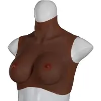 Vuxen - Ultra Realistische Bodysuit - Drag - Bovenlijf Met Borsten - Bruin M
