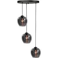 Highlight 3-lichts hanglamp Fantasy zwart met glas