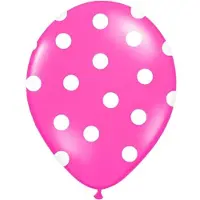 Party Deco Partydeco - Ballonnen Fuchsia dots wit 6 stuks