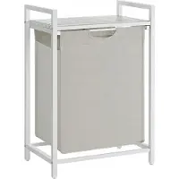 Leobert Wasmand 65 L - Wit met Wit Blad en Wit Frame, Opbergmand voor Wasgoed, Handdoeken of Speelgoed, 50x33x72 cm, Industriële Stijl
