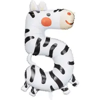Party Deco Partydeco - Folieballon cijfer 5 - zebra - 64 x 87 cm