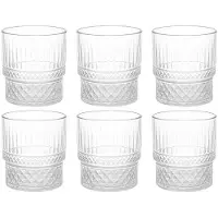 Glozini Korte Geribbelde Drinkglas - 213ml - Set van 6 - Cocktailglazen - IJskoffieglazen - Drinkglazen