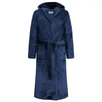 Gaubert Unisex Badjas Extra Lang met Capuchon en Ceintuur - Ochtendjas - Superzacht Fleece - Heren Dames - Navy Blauw - Maat XXL - 8210