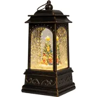 Anna's Collection Sneeuwbol Lantaarn Kerstboom Bruin Met Verlichting 13 X 13 X 25,5 Cm
