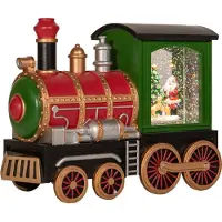 Anna's Collection Sneeuwbol Trein Rood / Groen Met Verlichting 16,7 X 22 X 9,8 Cm