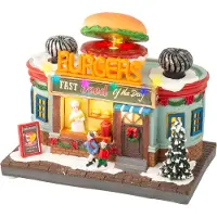 Lumineo Kersthuisje Burgers Fast Food (hamburgertent) 12 X 19,5 X 16 Cm