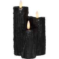 Anna's Collection Led druipkaars 11 x 16.5 cm | Zwart | 3D vlam | 3 stuks