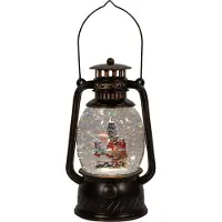 Anna's Collection Automatische Sneeuwbol Lantaarn Kerstman Bruin Met Verlichting 13,3 X 24,5 X 14 Cm