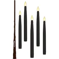 Anna's Collection Zwevende kaarsen op batterijen | 28.5 cm | Warm wit | Inclusief toverstok | Zwart | 5 stuks