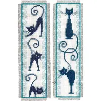 Vervaco - Bladwijzer kit - Vrolijke poezenbende set van 2 - PN-0146948 - Borduren - Borduurpakket - Borduurpakket volwassenen - Borduurpakket kind