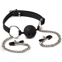 Rimba - Ball Gag - Mondknevel Met Tepelklemmen