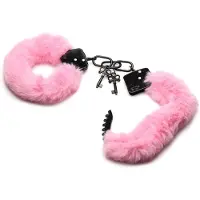 Master Series - Cuffed In Fur - Metalen Handboeien met Kunstbont - Roze