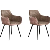 Dimehouse Set van 2 eetkamerstoelen Rivo Rib Rock Zand - Stof - Scandinavisch & Basic
