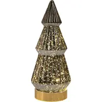 Coen Bakker Kerstboompje glas 10led op batterij met timer 23.5x10.5 cm metallic antraciet Anna's Collection