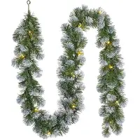 Black Box Norton Frosted kerstguirlande | groen met sneeuw details & LED lampjes | 180cm
