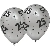 We Fiesta 6 Ballonnen 12" zilver 25 jaar jubileum - Signature Years - Versiering Slinger Feestdecoratie Decoratie Verjaardag Jubileum Ballon Feest