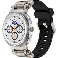 Strap-it 'Explorer' sportbandje TPU – geschikt voor Samsung Galaxy Watch 8 (40mm) / Samsung Galaxy Watch 8 (44mm) / Samsung Galaxy Watch 8 Classic – Zwart met Titanium connectors