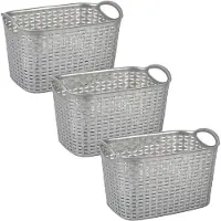 PlasticForte opbergmand kastmandje - 3x - 6,4 liter - zilver - kunststof - 19 x 29 x 18 cm - manden