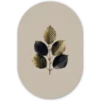 MuchoWow Muurovaal 80x120 cm - Ovale wanddecoratie Beukenbladeren - Bruin - Groen - neutraal - Ovalen schilderij - Muurdecoratie woonkamer - Kamer decoratie - Schilderijen - Wandcirkel