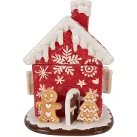 Clayre & Eef Voorraadpot Deksel Gingerbread house Ø 22x28 cm Rood Keramiek