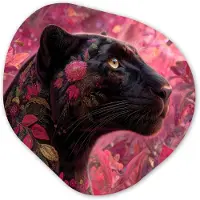 MuchoWow Organische wanddecoratie 90x90 cm - Organisch schilderij Luipaard - Bloemen - Roze - Muurdecoratie woonkamer - Kamer decoratie - Schilderijen - Muurcirkel aesthetic